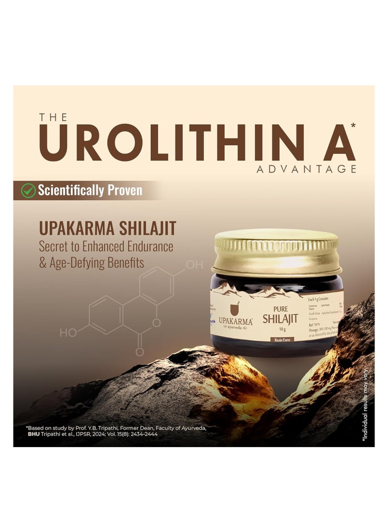 UPAKARMA Original Alkaline Shilajit/Shilajeet Resin 10g with Fulvic Acid, Magnesium & Urolithin A | Boost Performance, Power, Stamina, Strength | Lab Tested | Pack of 3