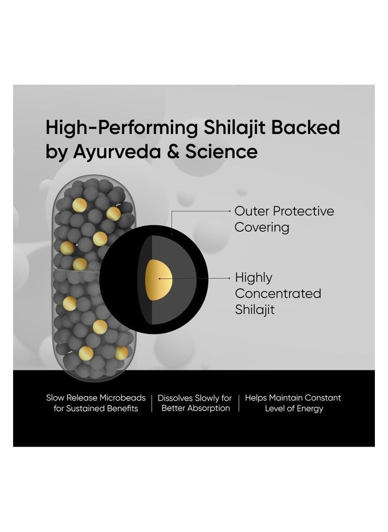 8 hrs Sustained Release Capsule 500mg Himalayan Shilajit+ With Gremin Extract,75% Fulvic Acid,80+ Trace Minerals 60 caps