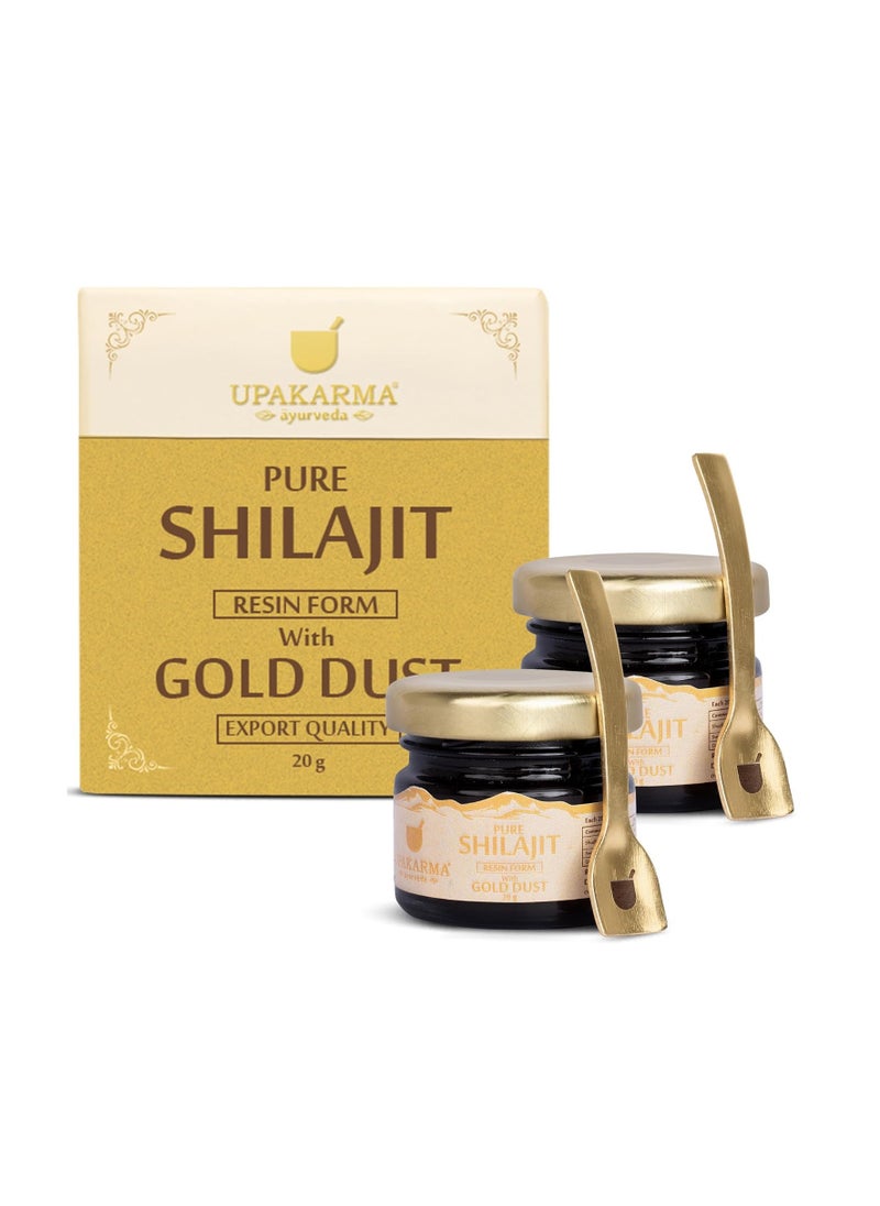 UPAKARMA Shilajit Gold Resin 20g | Contains 24 Carat Gold | Pure & Original | Helps Better Physical Performance | 100% Ayurvedic & Natural Shilajeet | Lab Tested - Pack of 2