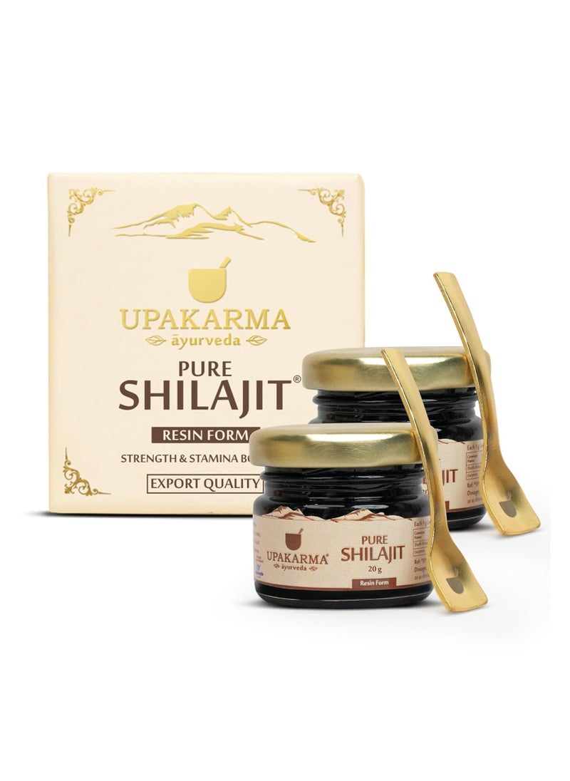 UPAKARMA Original Alkaline Shilajit/Shilajeet Resin 20g with Fulvic Acid, Magnesium & Urolithin A | Boost Performance, Power, Stamina, Strength | Lab Tested | Pack of 2