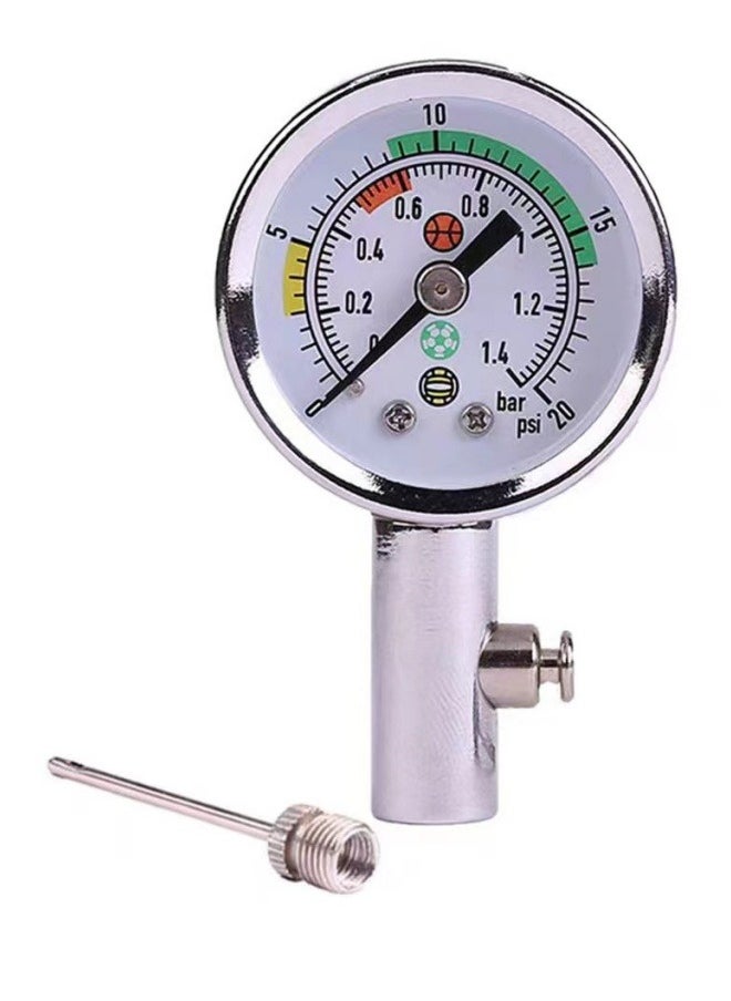 Air Pressure Gauge for Balls，Basketball/Football/Volleyball,0-20psi，Metallic Color