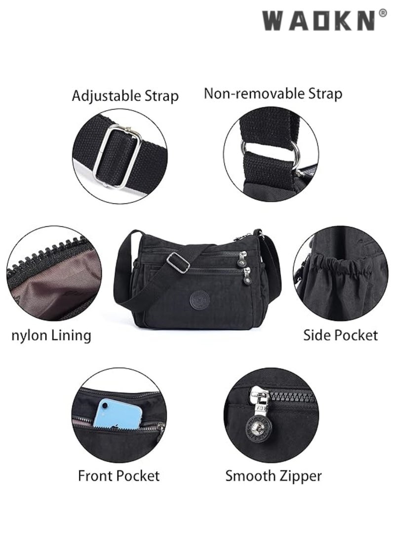 Men And Women Fashion Versatile Multifunctional Messenger Bag Waterproof Handbag Casual Nylon Wallet Clutch Bag RFID Lightweight Messenger Bag Travel Essential Tools Easy To Clean