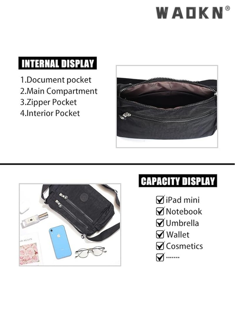 Men And Women Fashion Versatile Multifunctional Messenger Bag Waterproof Handbag Casual Nylon Wallet Clutch Bag RFID Lightweight Messenger Bag Travel Essential Tools Easy To Clean