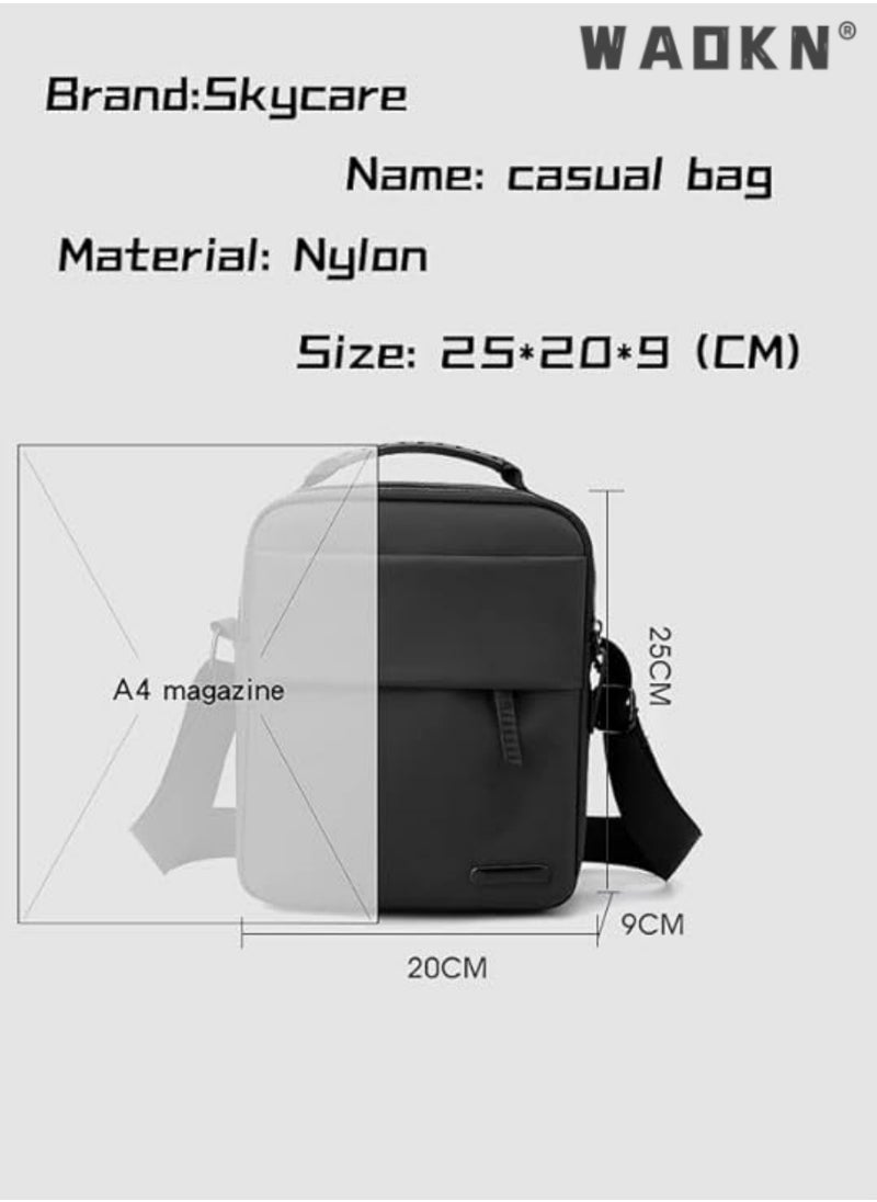 Fashionable Black Men's Small Sling Backpack, Lightweight Daily Commute, Suitable for Both Business and Casual (Black)