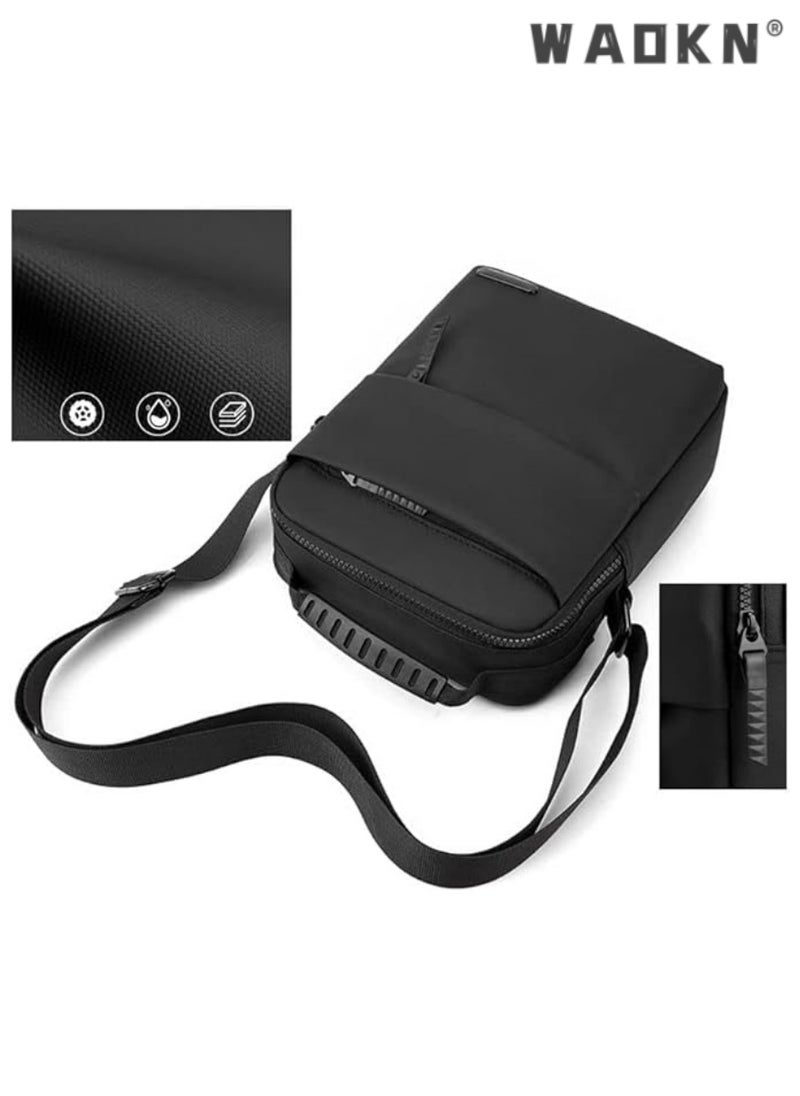 Fashionable Black Men's Small Sling Backpack, Lightweight Daily Commute, Suitable for Both Business and Casual (Black)
