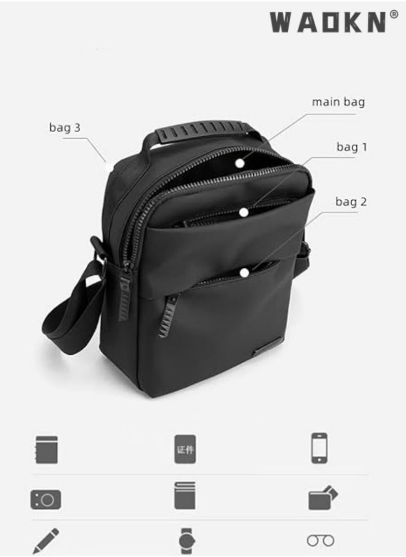 Fashionable Black Men's Small Sling Backpack, Lightweight Daily Commute, Suitable for Both Business and Casual (Black)