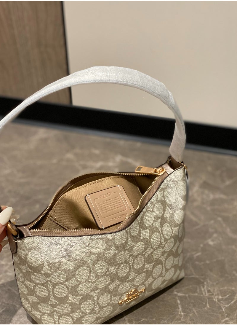 Coach Zip Top Leather Double C Vintage Carriage Logo Crossbody Bag Shoulder Bag