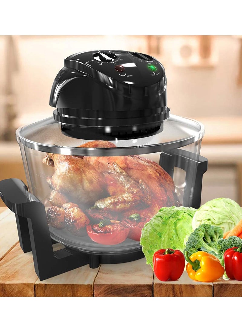 Air Fryer Convection Countertop Toaster Oven - Healthy Kitchen Air Fryer Roaster Oven, Bake, Grill, Steam Broil, Roast & Air-Fry - Includes Glass Bowl, Broil Rack and Toasting Rack,