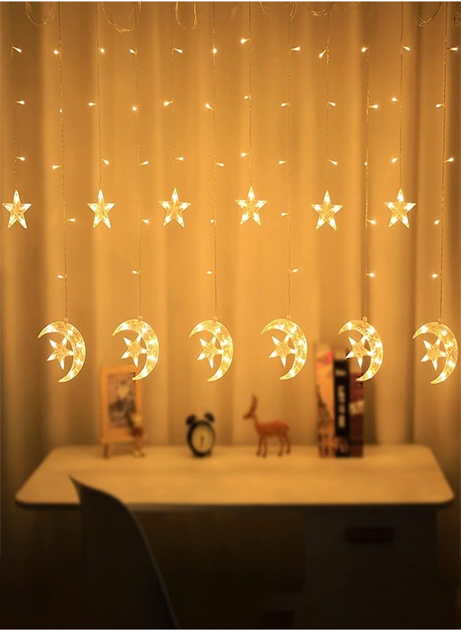 Ramadan Decorations, Ramadan Light Star Moon Fairy Lights with USB Control & Battery Case for Home Curtain Indoor Holiday Ramadan Lighting, 3.5M 8 Modes