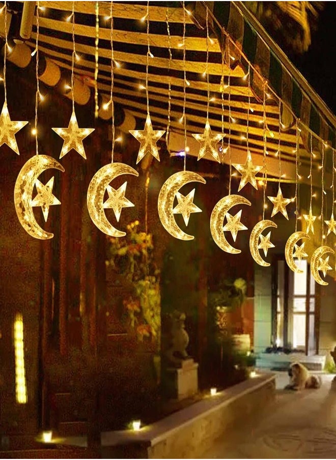 Ramadan Decorations, Ramadan Light Star Moon Fairy Lights with USB Control & Battery Case for Home Curtain Indoor Holiday Ramadan Lighting, 3.5M 8 Modes