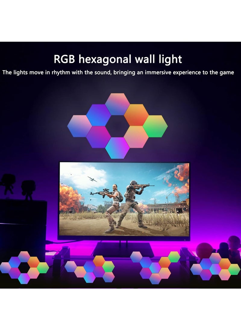 6 Pieces LED Wall Hexagon Lights Remote Control Hex Smart Modular Light Panels Touch Sensitive Modular RGB Colorful Light with USB Power Decoration for Gaming Bedroom Living Room