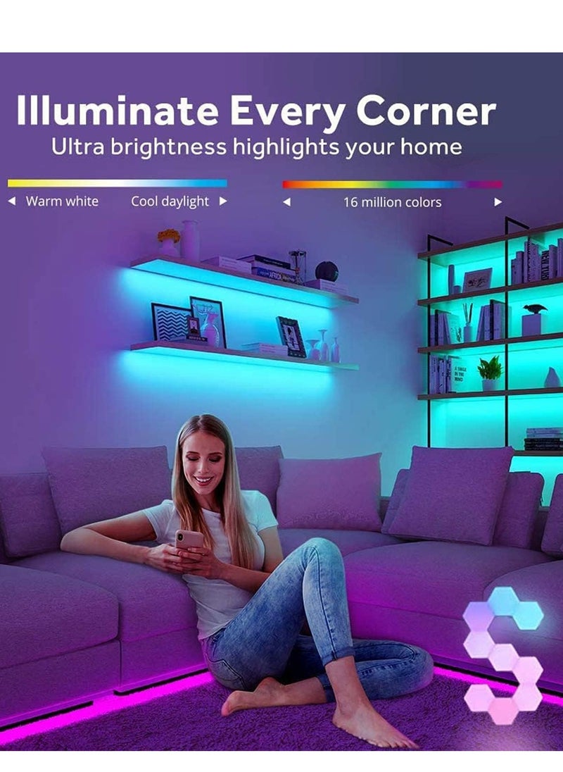 6 Pieces LED Wall Hexagon Lights Remote Control Hex Smart Modular Light Panels Touch Sensitive Modular RGB Colorful Light with USB Power Decoration for Gaming Bedroom Living Room