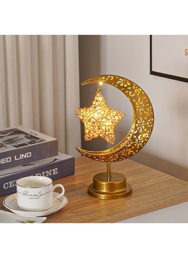 Ramadan Decorations Table Lamp,LED Star Moon Star Night Light, Battery Powered for Home Party Bedroom Table, Ramadan Eid Gifts for Kids Family