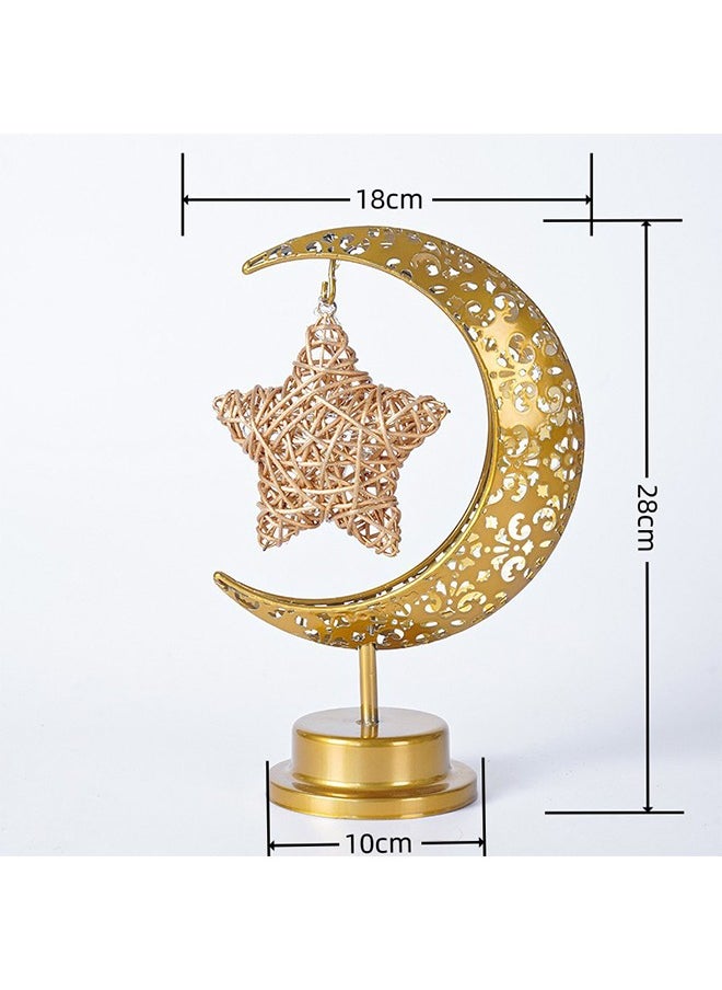 Ramadan Decorations Table Lamp,LED Star Moon Star Night Light, Battery Powered for Home Party Bedroom Table, Ramadan Eid Gifts for Kids Family