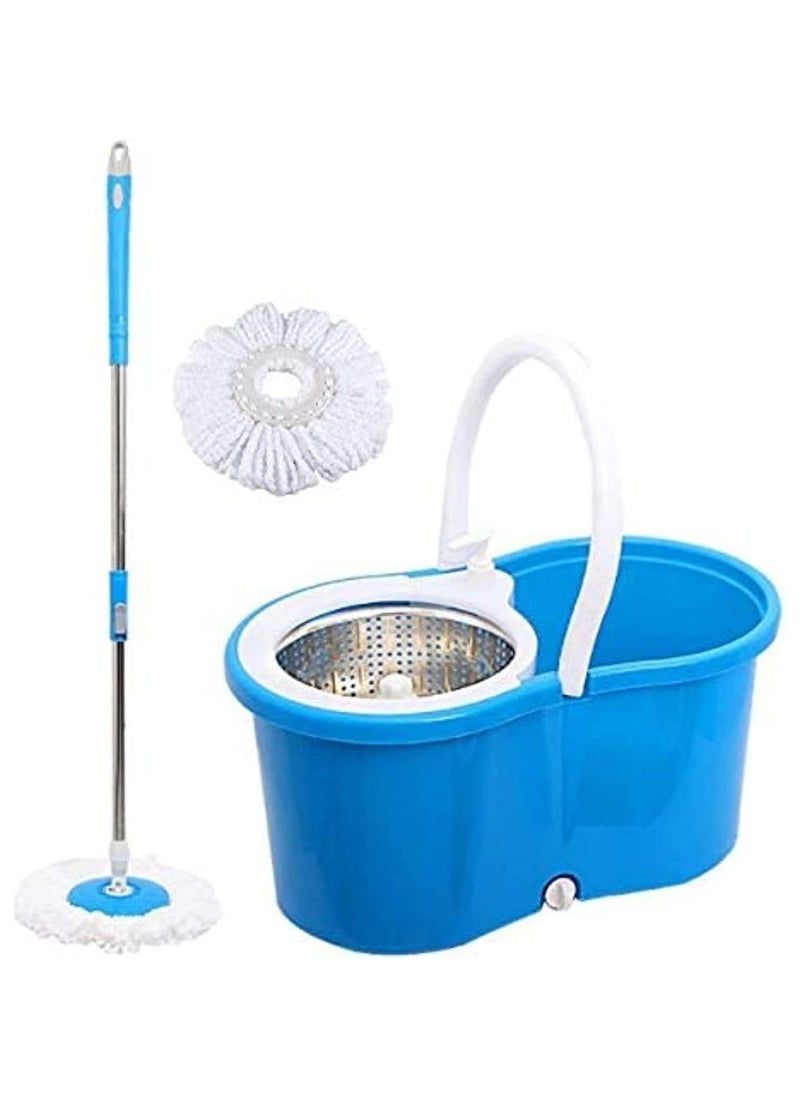 Spin Mop For Floor Cleaning,360 Degree Steel Spin Mop With Bucket And Dual Mop Heads-blue