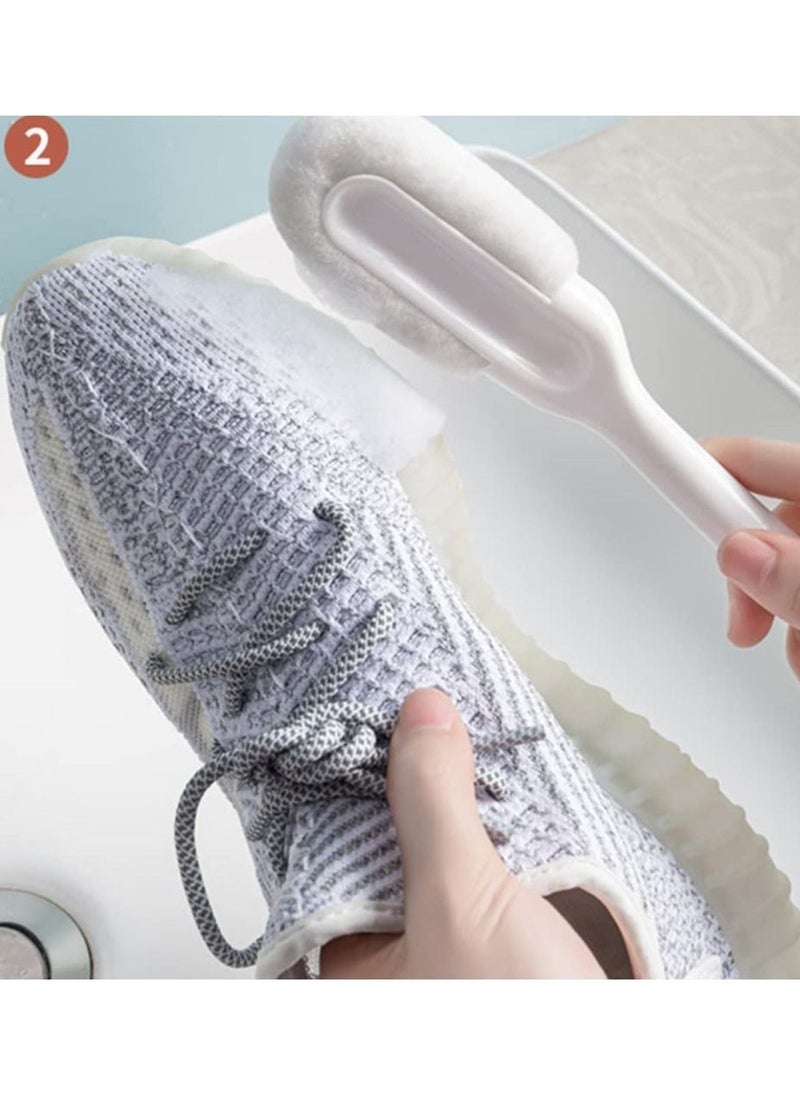 Professional Cleaning Shoe Brush Multifunctional Household Brushes Care Long Handle Soft Bristle Shoes Scrubber for Bags and Clothes Sneaker White