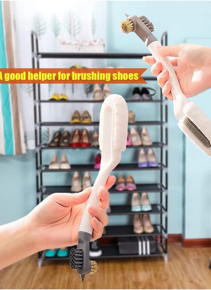 Professional Cleaning Shoe Brush Multifunctional Household Brushes Care Long Handle Soft Bristle Shoes Scrubber for Bags and Clothes Sneaker White