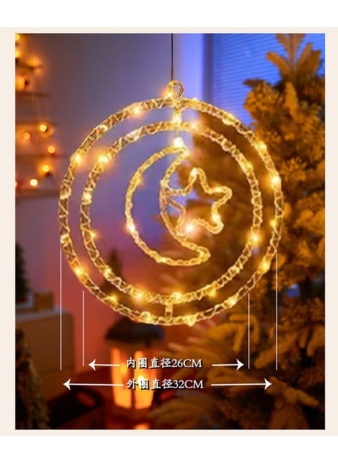 Ramadan Decorations,Star Moon Ramadan Window Light - Decoration for Ramadan Eid Window Patio Bedroom Holiday Party Decor