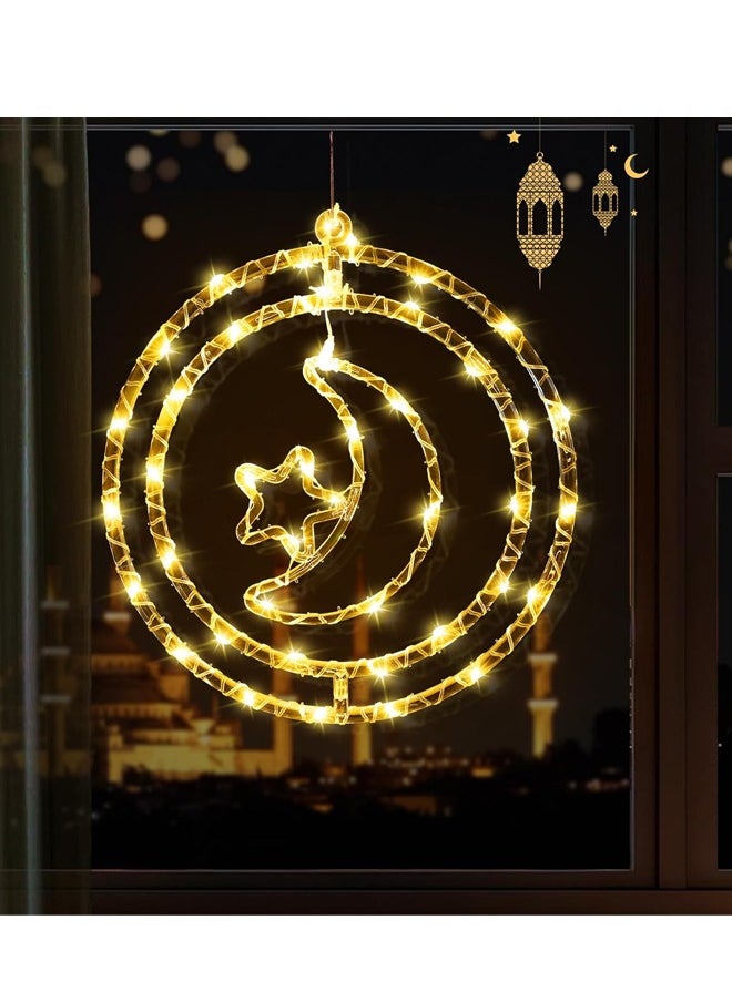 Ramadan Decorations,Star Moon Ramadan Window Light - Decoration for Ramadan Eid Window Patio Bedroom Holiday Party Decor