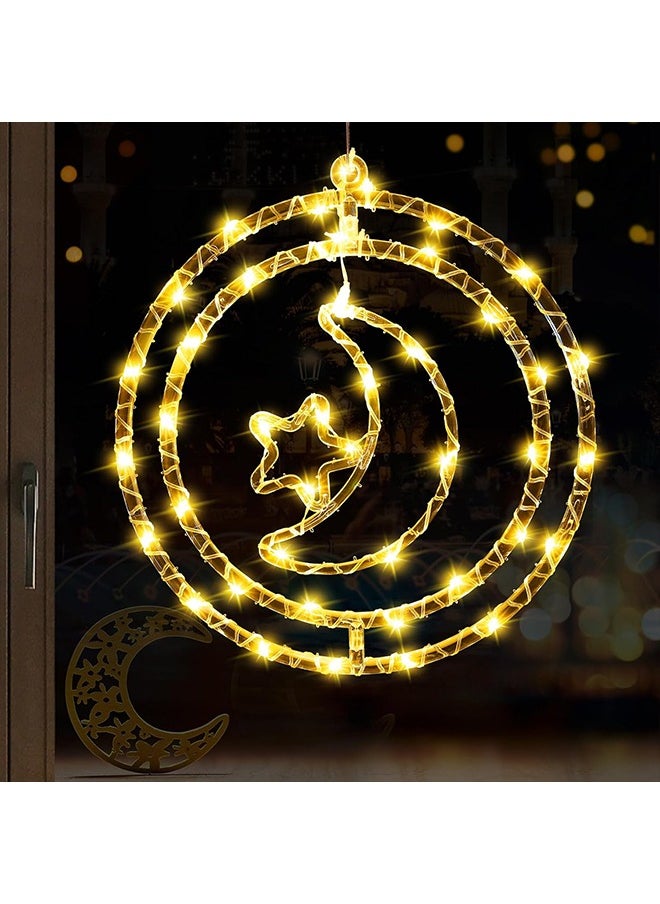 Ramadan Decorations,Star Moon Ramadan Window Light - Decoration for Ramadan Eid Window Patio Bedroom Holiday Party Decor