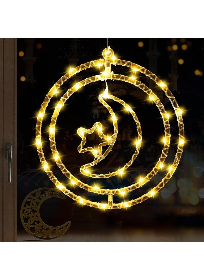 Ramadan Decoration Light, Star Moon Ramadan Window Lights- Eid Ramadan Lights Decorations for Indoor Outdoor Window Patio Bedroom Holiday Party Decor