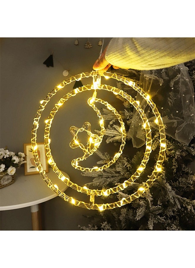 Ramadan Decoration Light, Star Moon Ramadan Window Lights- Eid Ramadan Lights Decorations for Indoor Outdoor Window Patio Bedroom Holiday Party Decor