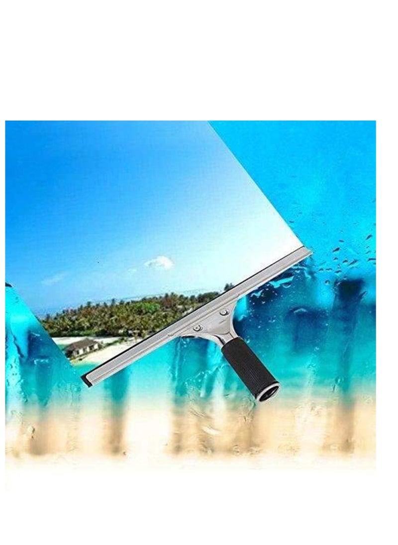 Shower Squeegees, Stainless Steel Wiper Window Squeegees for Car Floor Bathroom Mirror Wiper Windows Glass Wiper, Window Cleaner All Purpose Squeegee with Blades 35CM