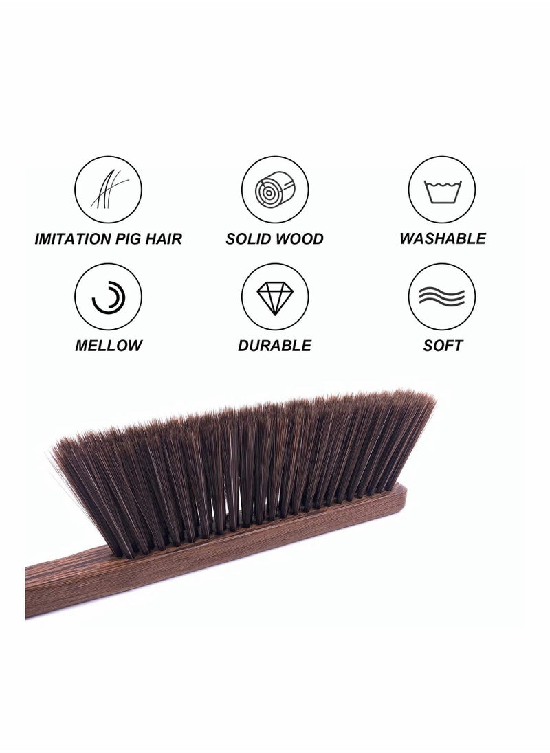 Hand Broom Cleaning Brushes-Soft Bristles Dusting Brush for Cleaning Car/Bed/Couch/Draft/Garden/Furniture/Clothes, Wooden Handle