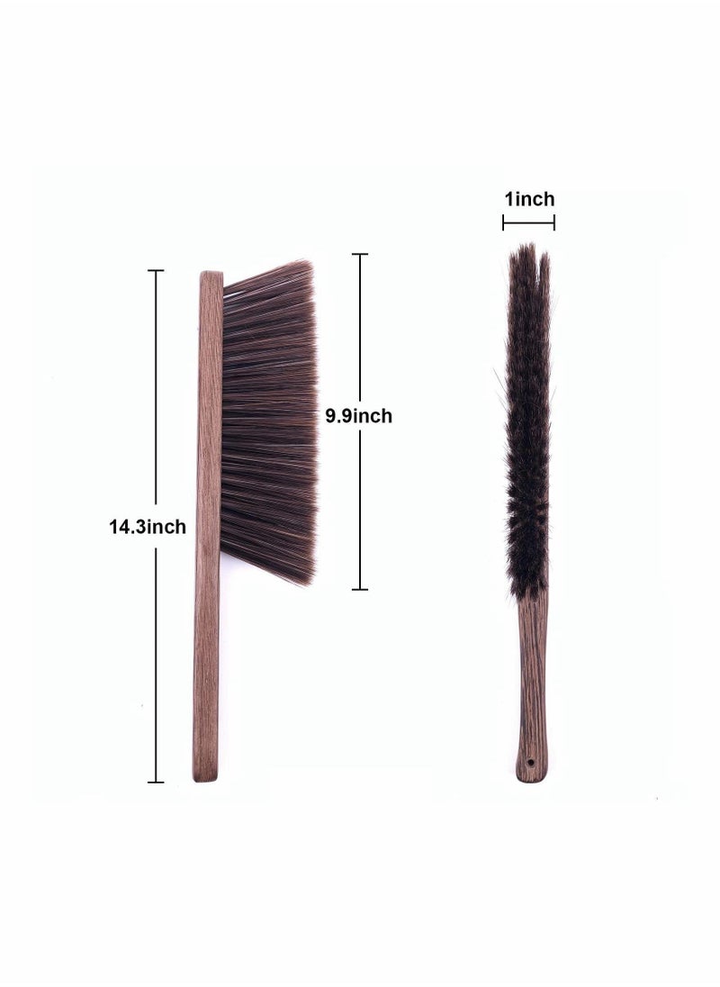 Hand Broom Cleaning Brushes-Soft Bristles Dusting Brush for Cleaning Car/Bed/Couch/Draft/Garden/Furniture/Clothes, Wooden Handle