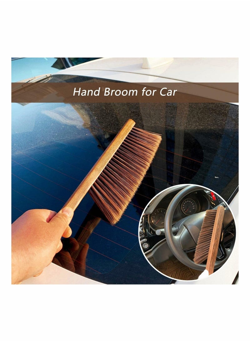 Hand Broom Cleaning Brushes-Soft Bristles Dusting Brush for Cleaning Car/Bed/Couch/Draft/Garden/Furniture/Clothes, Wooden Handle