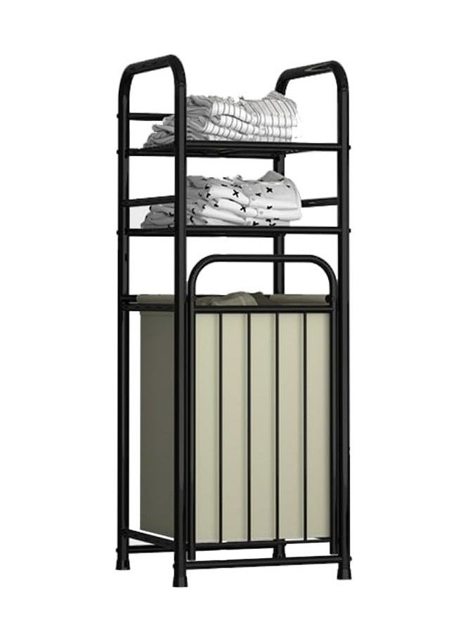 Storage Rack With Tilting Dirty Clothes Basket,With Removable Liner Bag,Multi Layer Rack Bathroom Laundry Room Clothing Storage (H-Laundry Hamper)