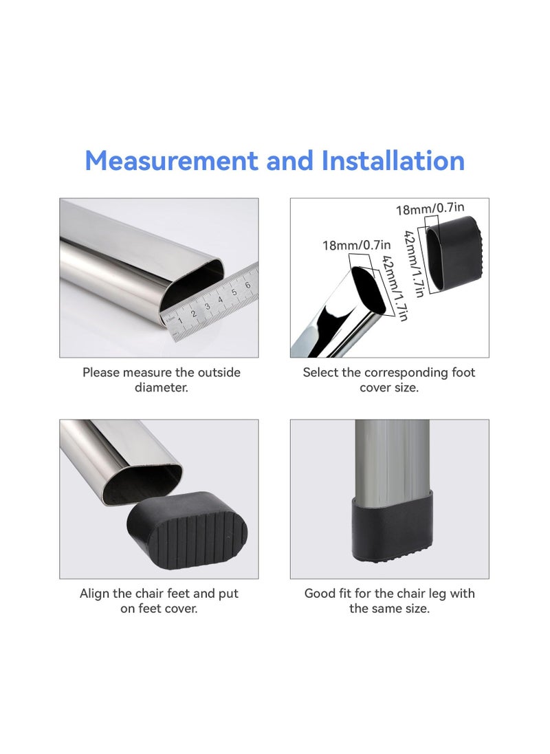 Oval Plastic Chair Leg Caps, Small Leg Caps Furniture Table Leg Covers, Outdoor Chair Leg Floor Protectors Patio Chair Feet Caps, 1.5