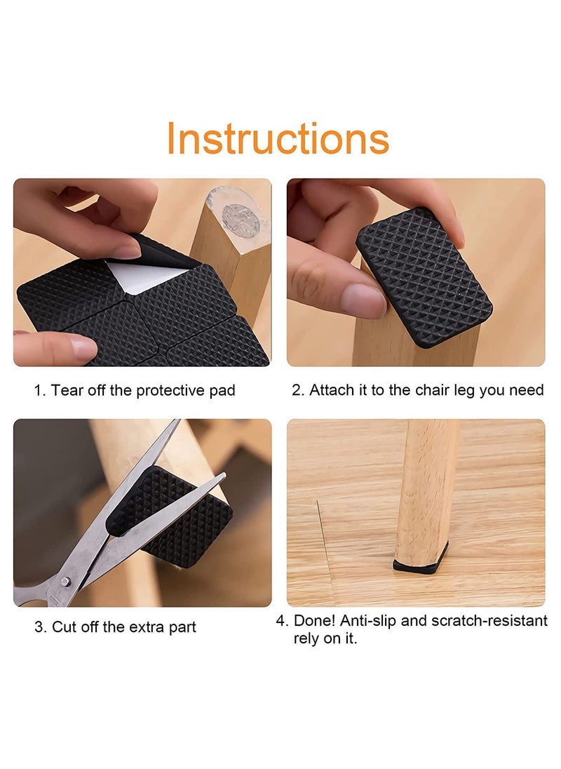 Furniture Feet Pads 48Pcs, Quiet Non-Slip Rubber Furniture Pads, Wood Floor Protector Pads, Self Adhesive Anti Slip Furniture Chair Leg Pads Anti Scratch Thickened Multifunctional Table Foot Pad