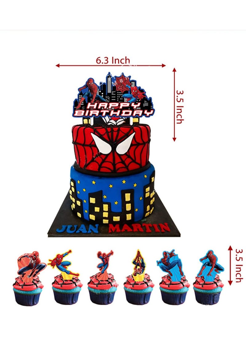 Spiderman Birthday Party Supplies, Spiderman Party Birthday Decorations included Happy Birthday Banner, Balloons, Cake Toppers,for Baby Shower Birthday Party Background Decorations