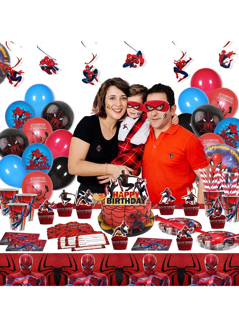 Spiderman Birthday Party Supplies, Spiderman Party Birthday Decorations included Happy Birthday Banner, Balloons, Cake Toppers,for Baby Shower Birthday Party Background Decorations