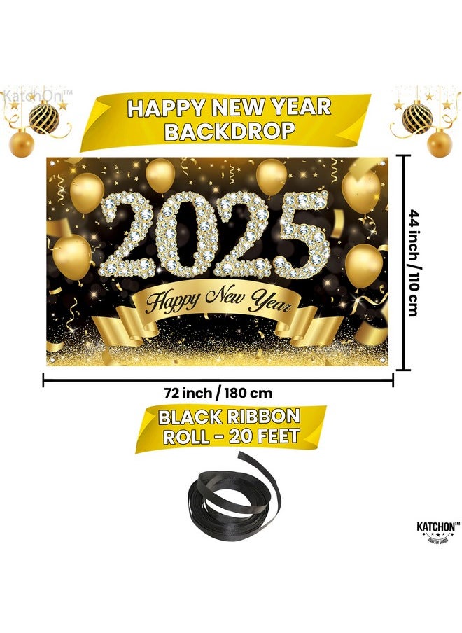 , Xtralarge Happy New Years Banner 2025 - New Years Backdrop, 72X44 Inch | Happy New Year Decorations 2025 | New Years Eve Banner 2025 | Nye Decorations 2025 | New Years Eve Party Supplies 2025