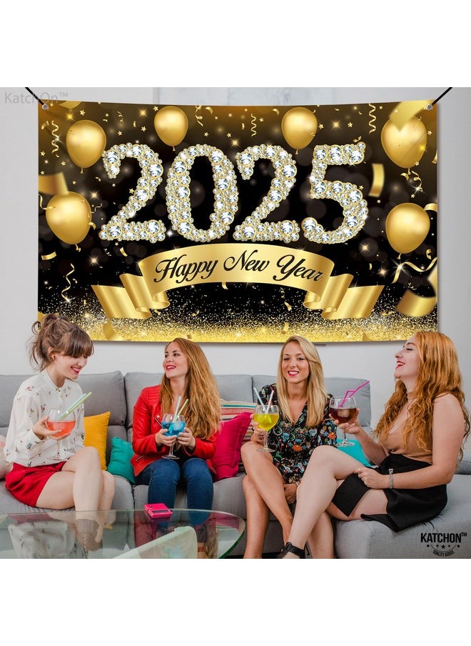 , Xtralarge Happy New Years Banner 2025 - New Years Backdrop, 72X44 Inch | Happy New Year Decorations 2025 | New Years Eve Banner 2025 | Nye Decorations 2025 | New Years Eve Party Supplies 2025