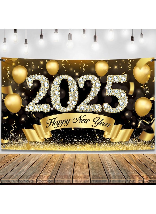 , Xtralarge Happy New Years Banner 2025 - New Years Backdrop, 72X44 Inch | Happy New Year Decorations 2025 | New Years Eve Banner 2025 | Nye Decorations 2025 | New Years Eve Party Supplies 2025