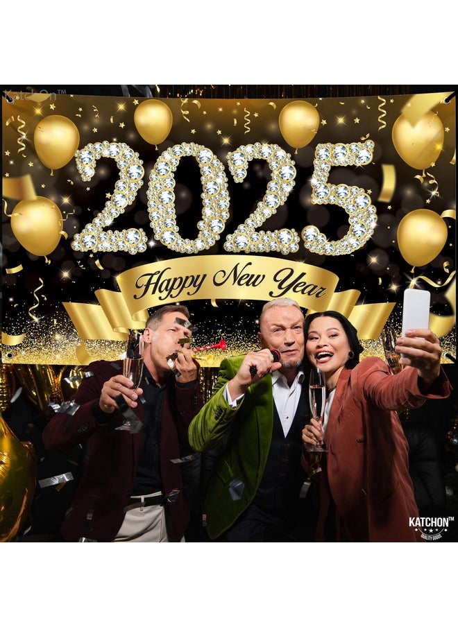 , Xtralarge Happy New Years Banner 2025 - New Years Backdrop, 72X44 Inch | Happy New Year Decorations 2025 | New Years Eve Banner 2025 | Nye Decorations 2025 | New Years Eve Party Supplies 2025