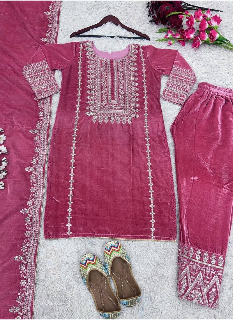 Designer party wear look Pink Top-Dupatta and fully stitched bottom