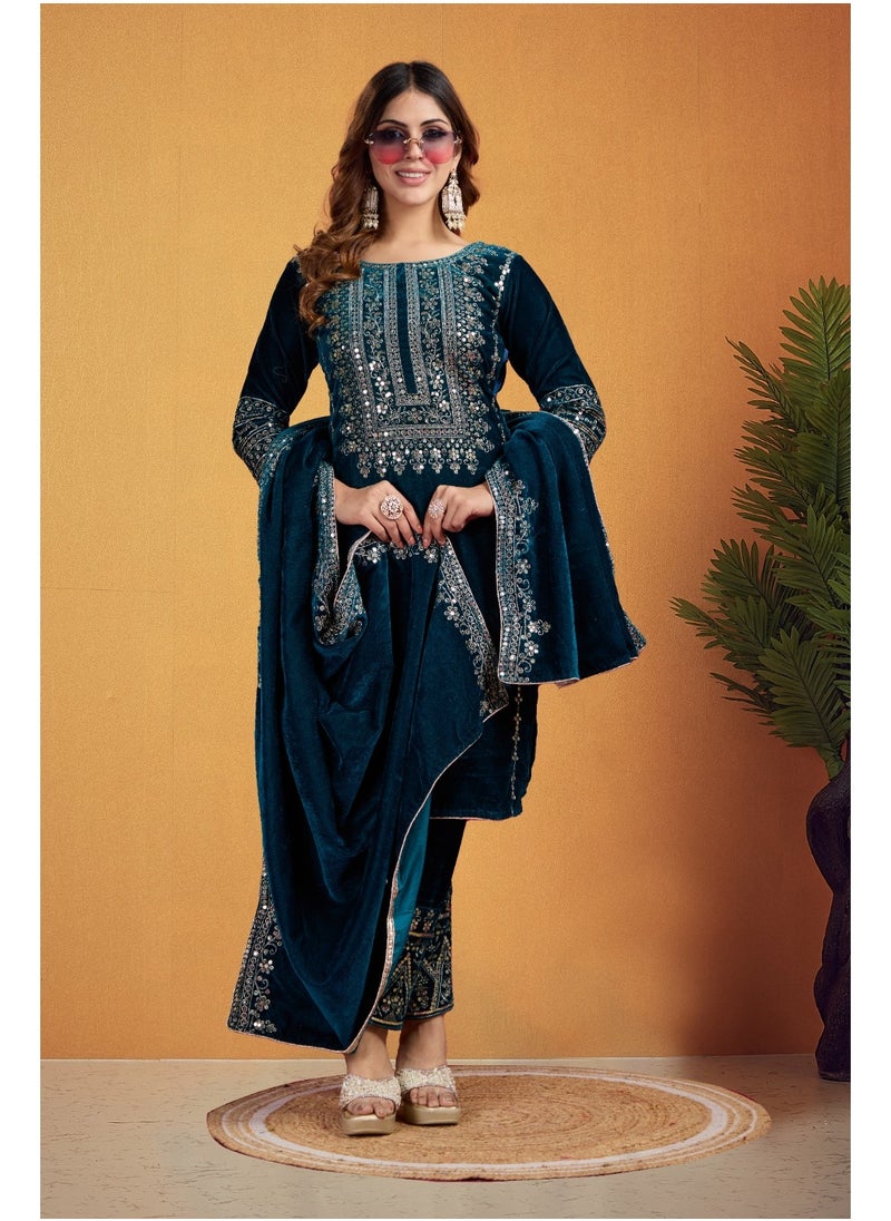 Designer party wear look Green Top-Dupatta and fully stitched bottom