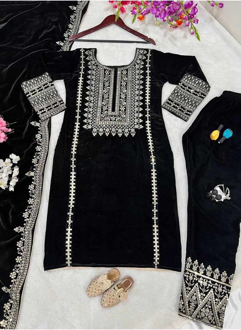 Designer party wear look Black Top-Dupatta and fully stitched bottom