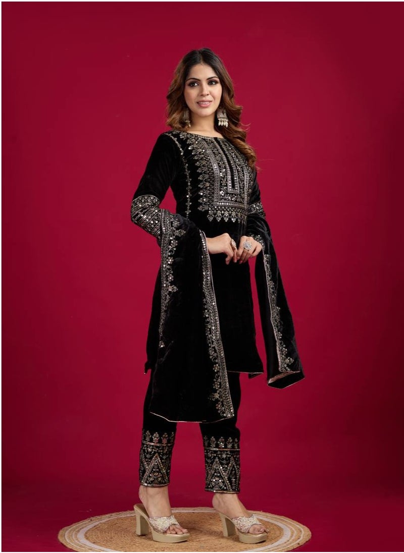 Designer party wear look Black Top-Dupatta and fully stitched bottom