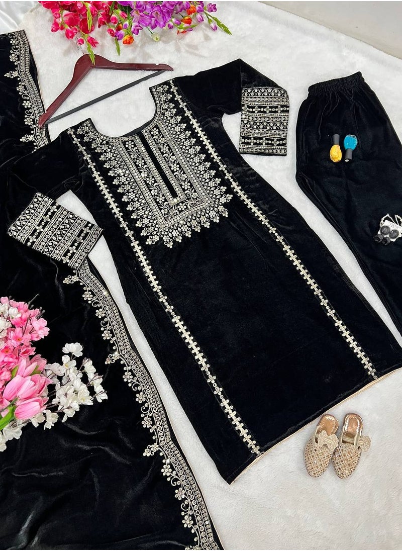 Designer party wear look Black Top-Dupatta and fully stitched bottom