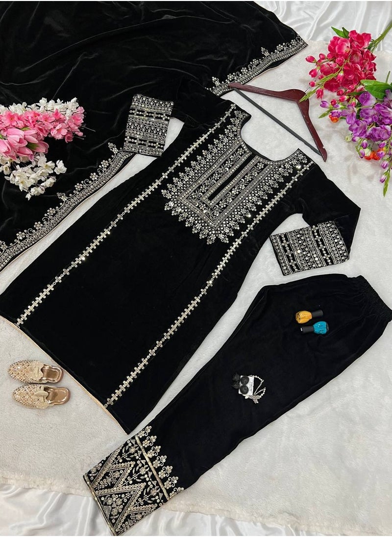 Designer party wear look Black Top-Dupatta and fully stitched bottom