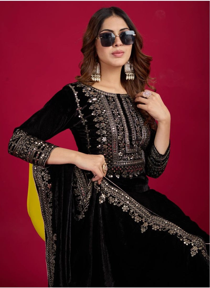 Designer party wear look Black Top-Dupatta and fully stitched bottom