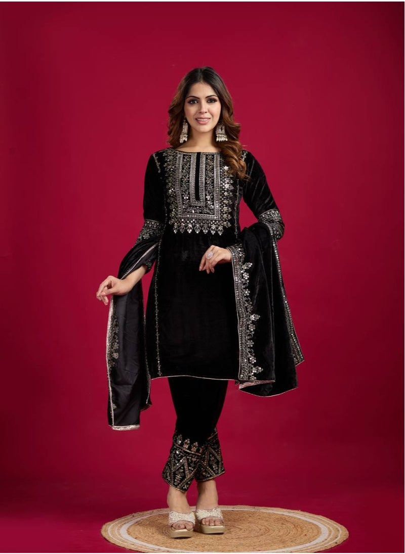 Designer party wear look Black Top-Dupatta and fully stitched bottom