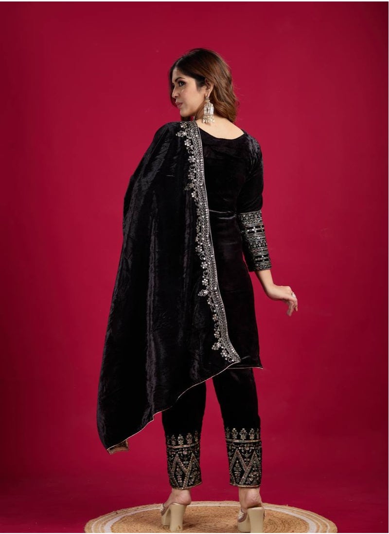 Designer party wear look Black Top-Dupatta and fully stitched bottom