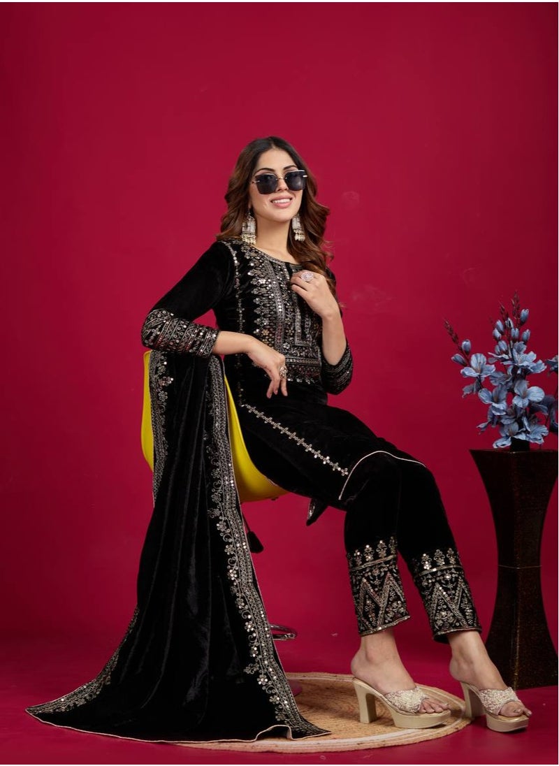 Designer party wear look Black Top-Dupatta and fully stitched bottom