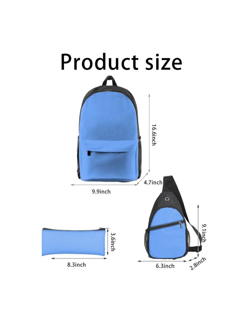 Backpack polyester schoolbag large-capacity cross-body bag student (new three-piece set)\\B02-: Batwheels